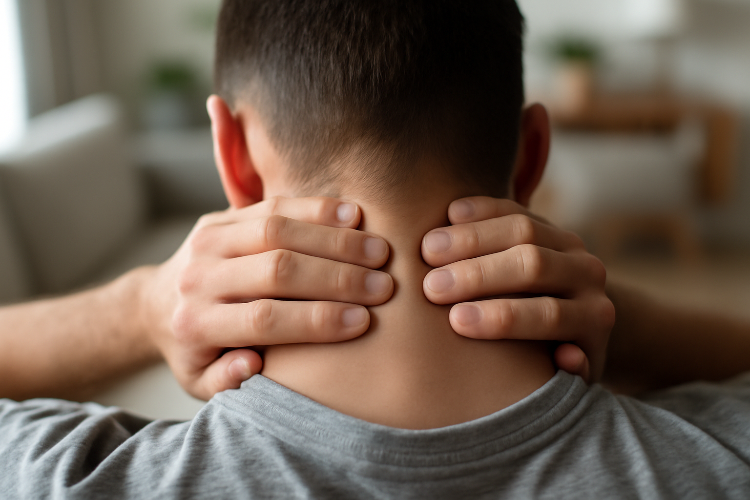 acupression migraine point GB20 base du crâne avec doigts en appui doux