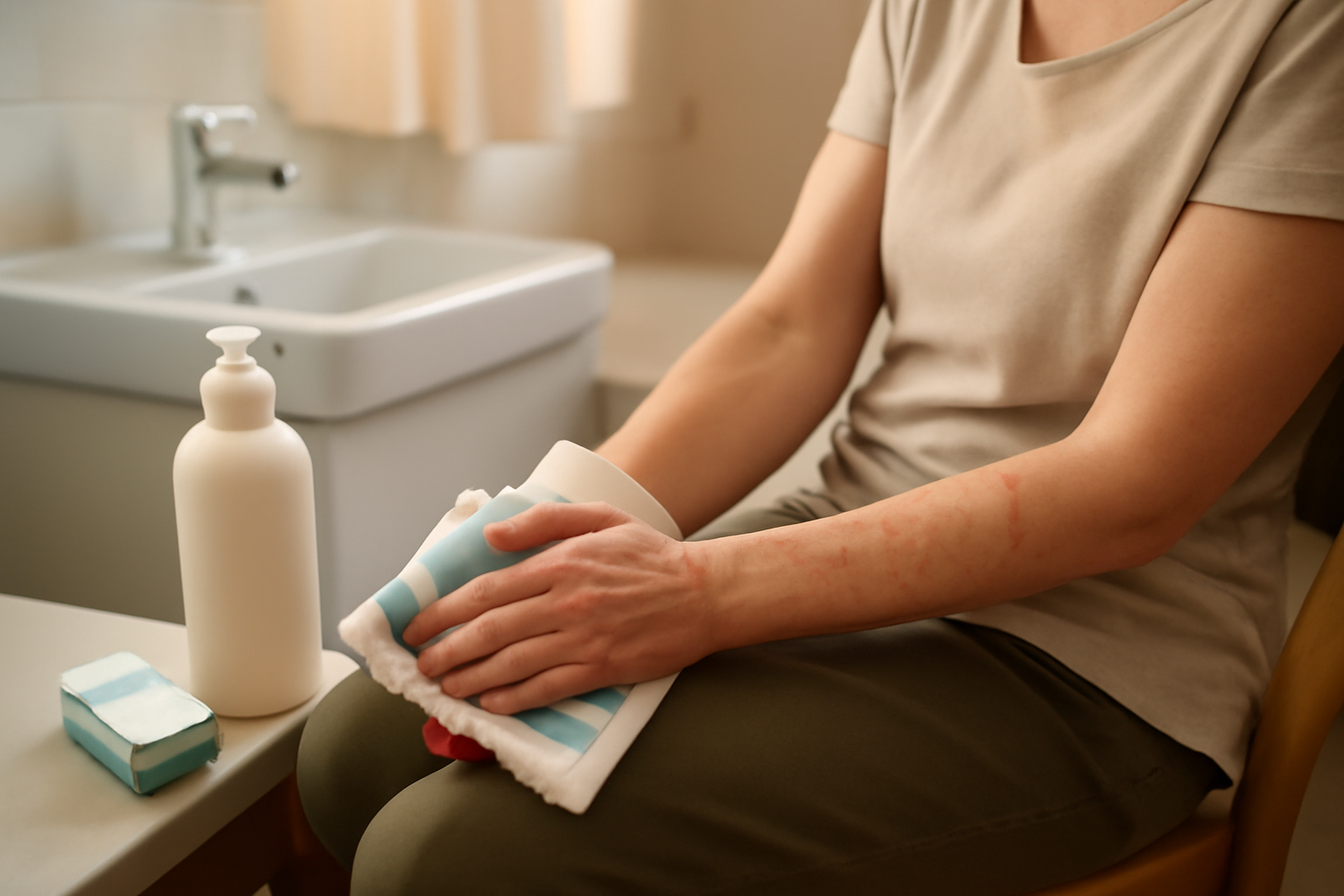 comment calmer l'urticaire naturellement : compresses froides sur plaques rouges