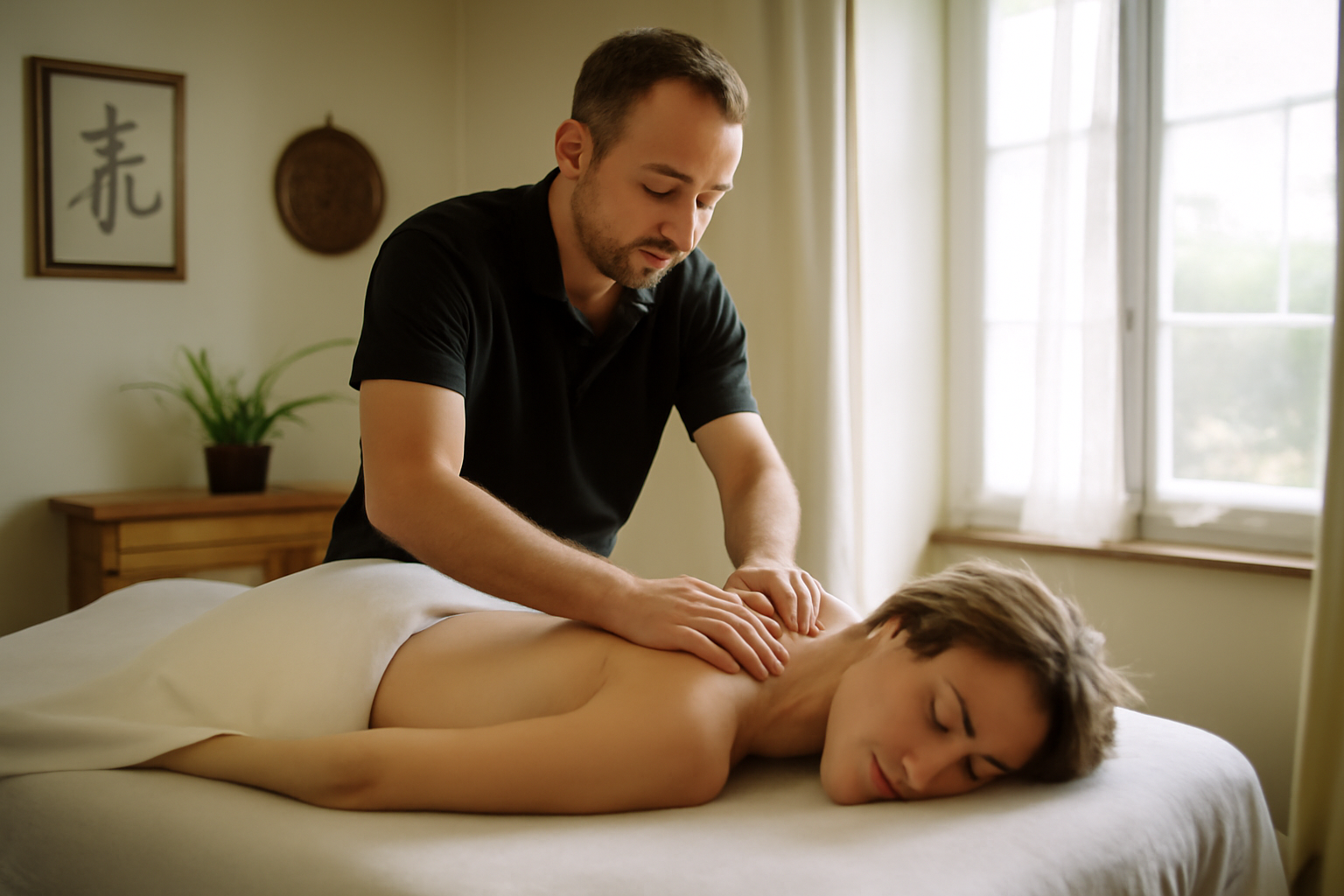 lux tuina massage traditionnel chinois à Orléans : praticien en séance de massage tuina dans un cabinet