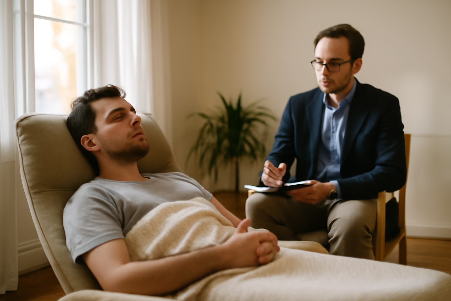 Hypnose pour arreter de boire : séance de relaxation guidée dans un cabinet calme